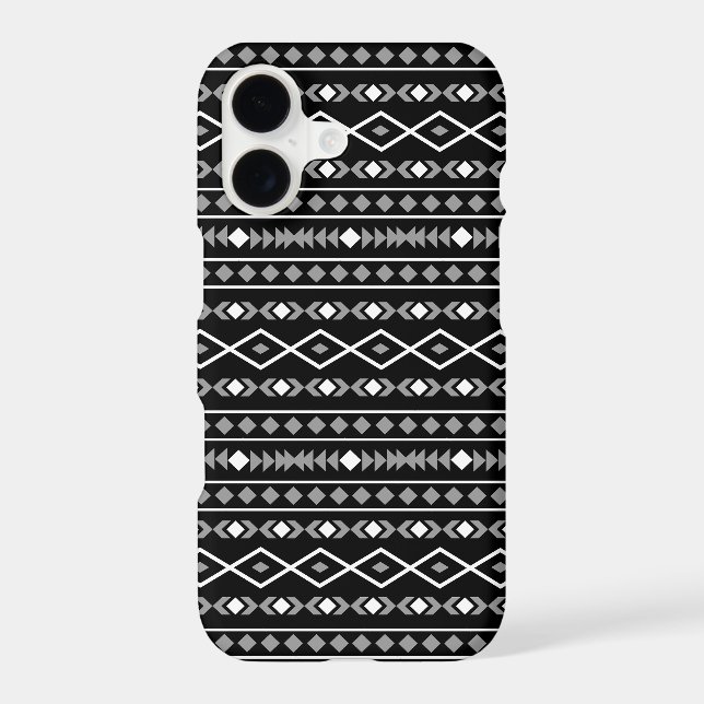 Aztec Shapes Pattern White Grey Black iPhone Case (Back)