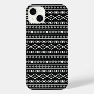 Aztec Shapes Pattern White Grey Black iPhone 14 Plus Case