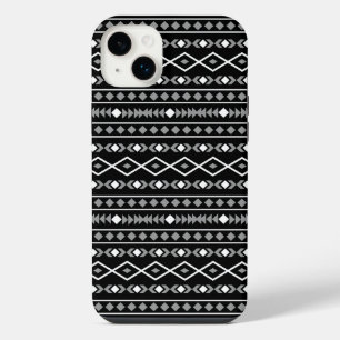 Aztec Shapes Pattern White Grey Black iPhone 14 Plus Case