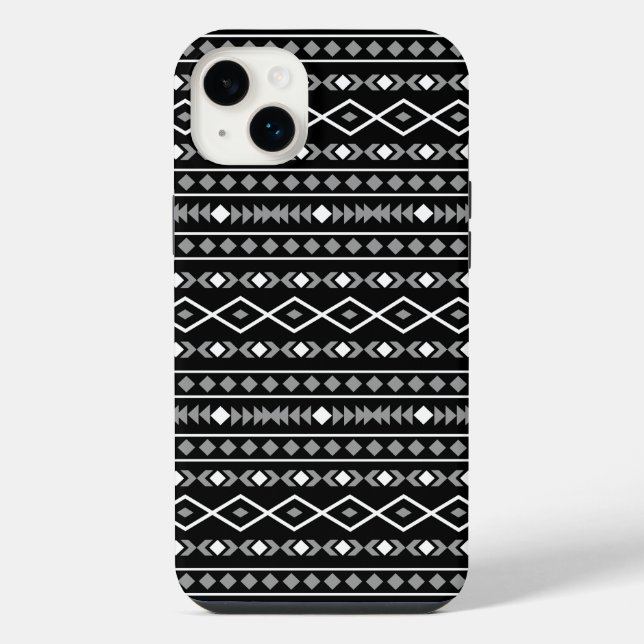 Aztec Shapes Pattern White Grey Black iPhone Case (Back)