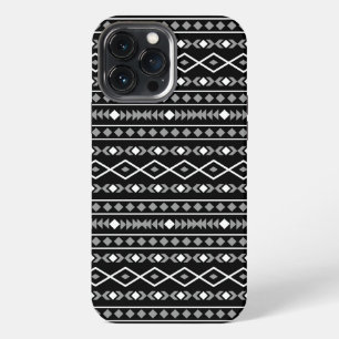 Aztec Shapes Pattern White Grey Black iPhone 13 Pro Max Case
