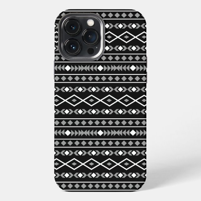Aztec Shapes Pattern White Grey Black iPhone Case (Back)