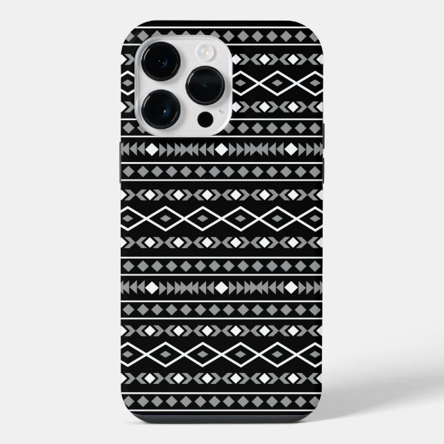 Aztec Shapes Pattern White Grey Black iPhone Case (Back)