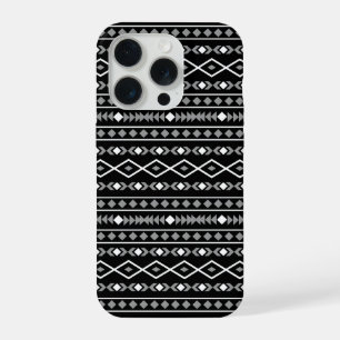 Aztec Shapes Pattern White Grey Black iPhone 15 Pro Case