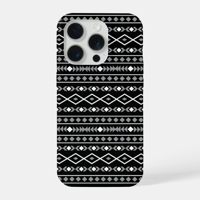 Aztec Shapes Pattern White Grey Black iPhone Case (Back)