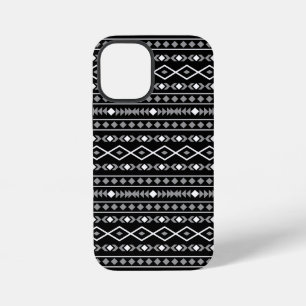 Aztec Shapes Pattern White Grey Black iPhone 12 Mini Case