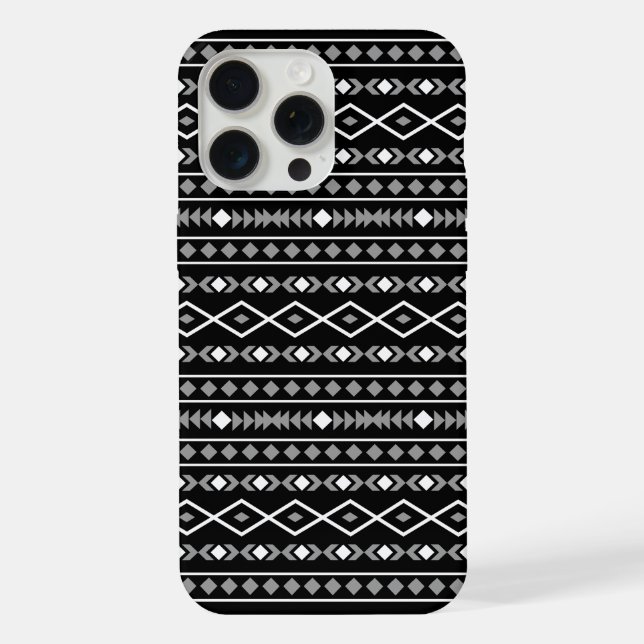 Aztec Shapes Pattern White Grey Black iPhone Case (Back)
