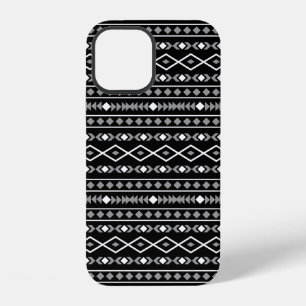 Aztec Shapes Pattern White Grey Black iPhone 12 Case