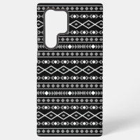 Aztec Shapes Pattern White Grey Black