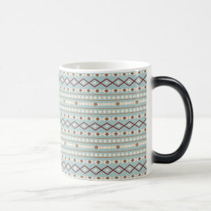 Aztec Shapes Rpt Pattern Rusts Cream Teal-Blue Magic Mug