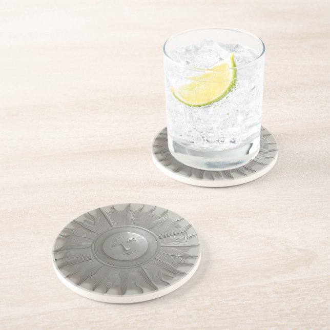 Aztec Silver Sun Face Coaster (Side)