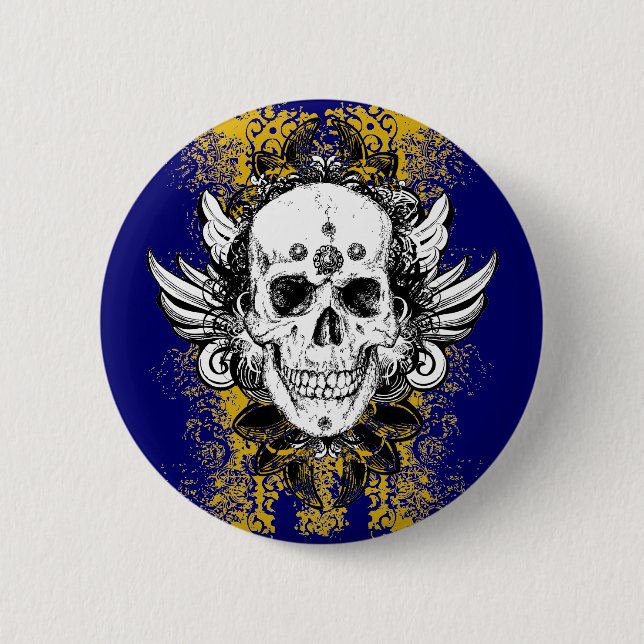 Aztec-Skull 6 Cm Round Badge (Front)
