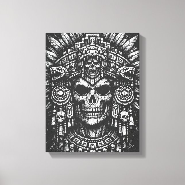 Aztec Skull Headdress by BurnsInHell Canvas Print (Front)