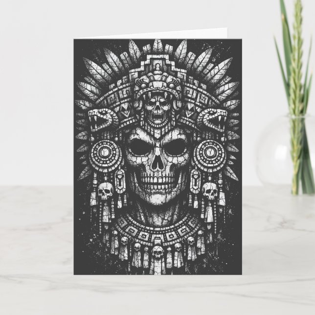 Aztec Skull Headdress by BurnsInHell Card (Front)
