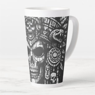 Aztec Skull Headdress by BurnsInHell Latte Mug