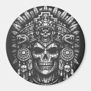 Aztec Skull Headdress by BurnsInHell Magnet