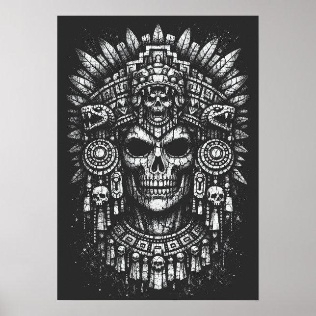 Aztec Skull Headdress by BurnsInHell Poster (Front)