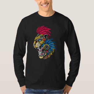Aztec Skull Jaguar Warrior Mask Ancient Mayan Myth T-Shirt