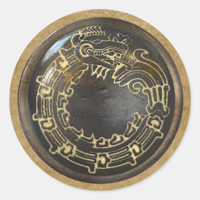 Aztec Snake Classic Round Sticker (Front)