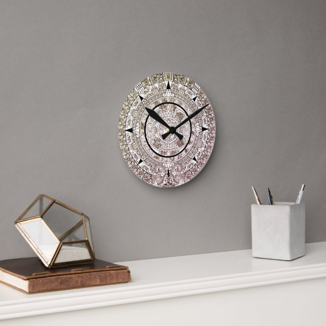 Aztec Solar Disk Calendar Round Clock (Office)