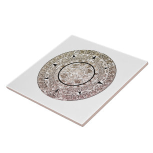 Aztec Solar Disk Calendar Tile