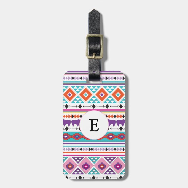 Aztec South West Pattern Luggage Tag (Front Vertical)