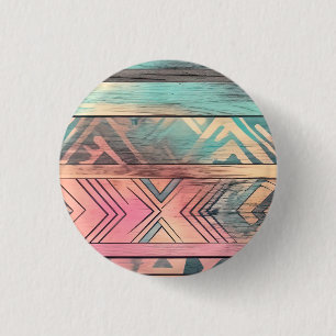 Aztec Southwestern Blue And Pink Tribal 3 Cm Round Badge