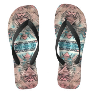 Aztec Southwestern Pastel Pink And Blue Jandals
