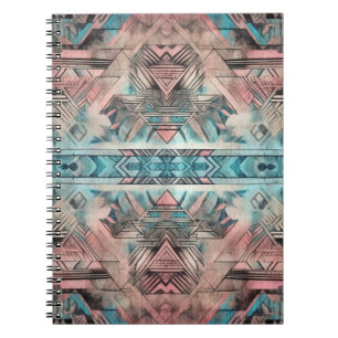Aztec Southwestern Pastel Pink And Blue Notebook