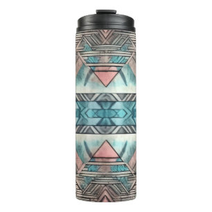 Aztec Southwestern Pastel Pink And Blue Thermal Tumbler