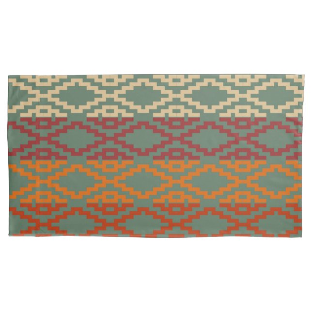 Aztec Southwestern Tribal Diamonds Pillowcase (Front-Left)
