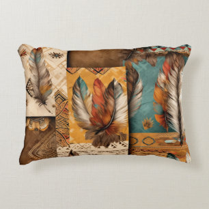 Aztec Southwestern Tribal Feathers Decorative Cushion