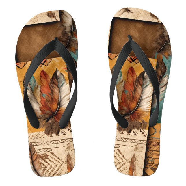 Aztec Southwestern Tribal Feathers Jandals (Footbed)