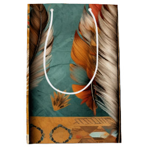 Aztec Southwestern Tribal Feathers Medium Gift Bag