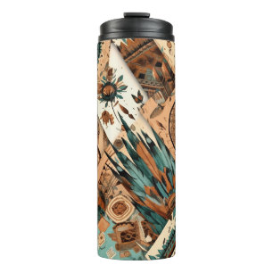 Aztec Southwestern Tribal Feathers Thermal Tumbler