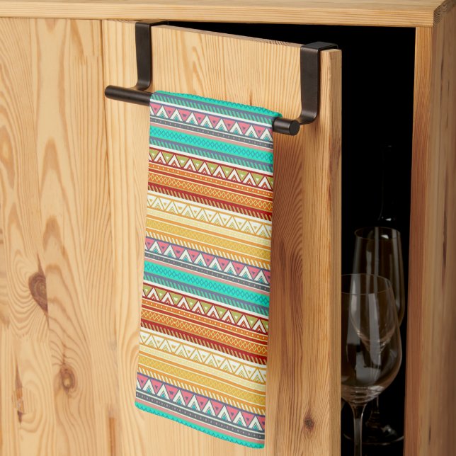 Aztec stripes kitchen towel (Thirds Fold)