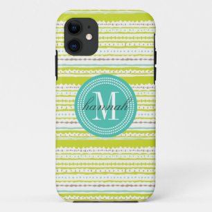 Aztec Stripes Lime & Mint Personalised Case-Mate iPhone Case