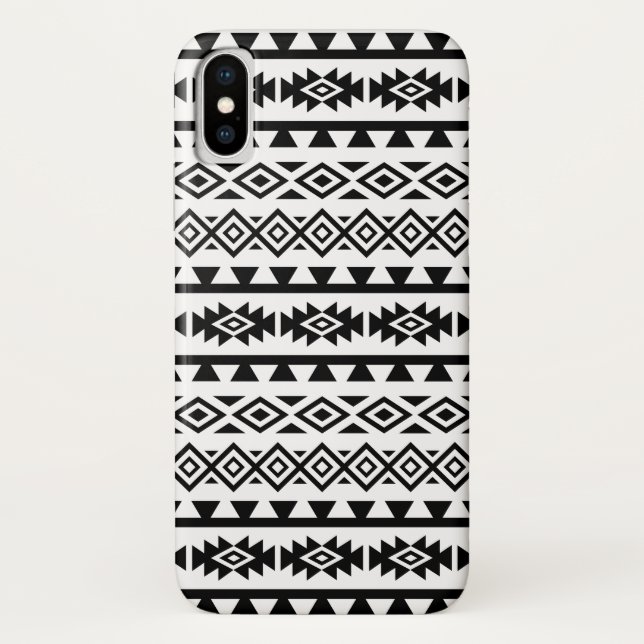 Aztec Stylised Big Pattern II Black on White Case-Mate iPhone Case (Back)