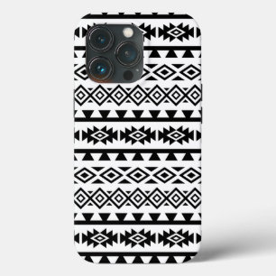 Aztec Stylised Big Pattern II Black on White iPhone 13 Pro Case