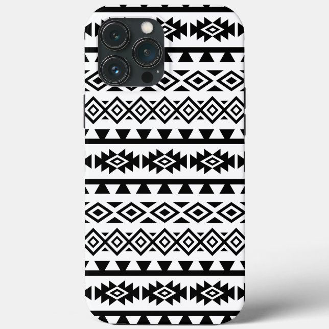 Aztec Stylised Big Pattern II Black on White Case-Mate iPhone Case (Back)