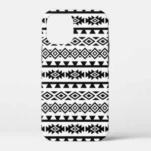 Aztec Stylised Big Pattern II Black on White iPhone 12 Mini Case
