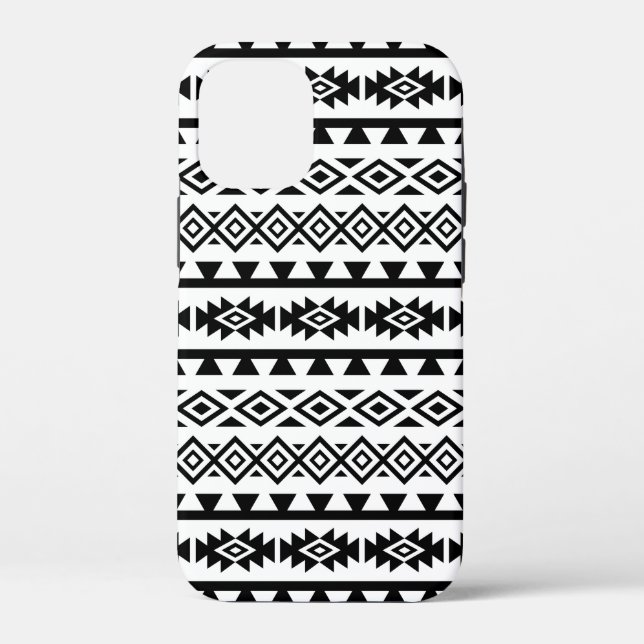 Aztec Stylised Big Pattern II Black on White Case-Mate iPhone Case (Back)