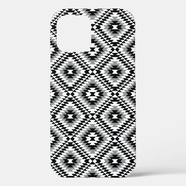 Aztec Stylised BW+Grey Symbol Pattern Case-Mate iPhone Case (Back)