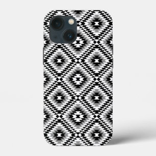 Aztec Stylised BW+Grey Symbol Pattern iPhone 13 Mini Case