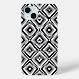 Aztec Stylised BW+Grey Symbol Pattern iPhone 15 Mini Case