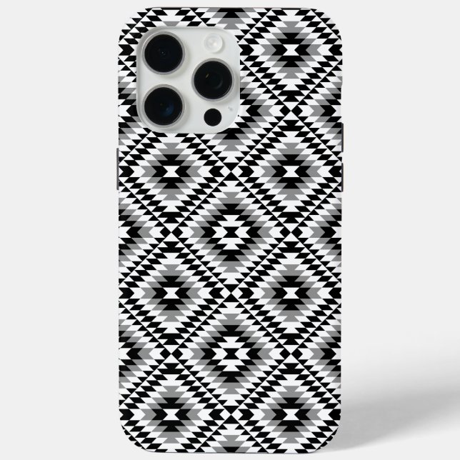 Aztec Stylised BW+Grey Symbol Pattern Case-Mate iPhone Case (Back)