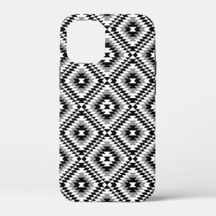 Aztec Stylised BW+Grey Symbol Pattern iPhone 12 Mini Case