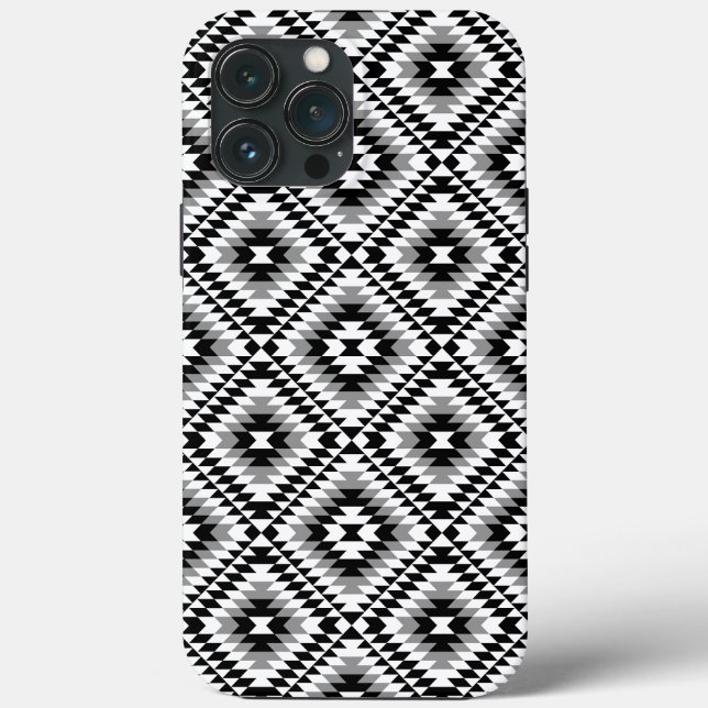 Aztec Stylised BW+Grey Symbol Pattern Case-Mate iPhone Case (Back)