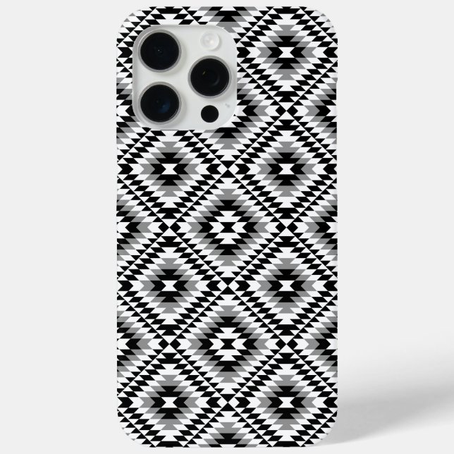 Aztec Stylised BW+Grey Symbol Pattern Case-Mate iPhone Case (Back)