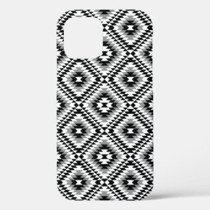 Aztec Stylised BW+Grey Symbol Pattern iPhone 12 Pro Case